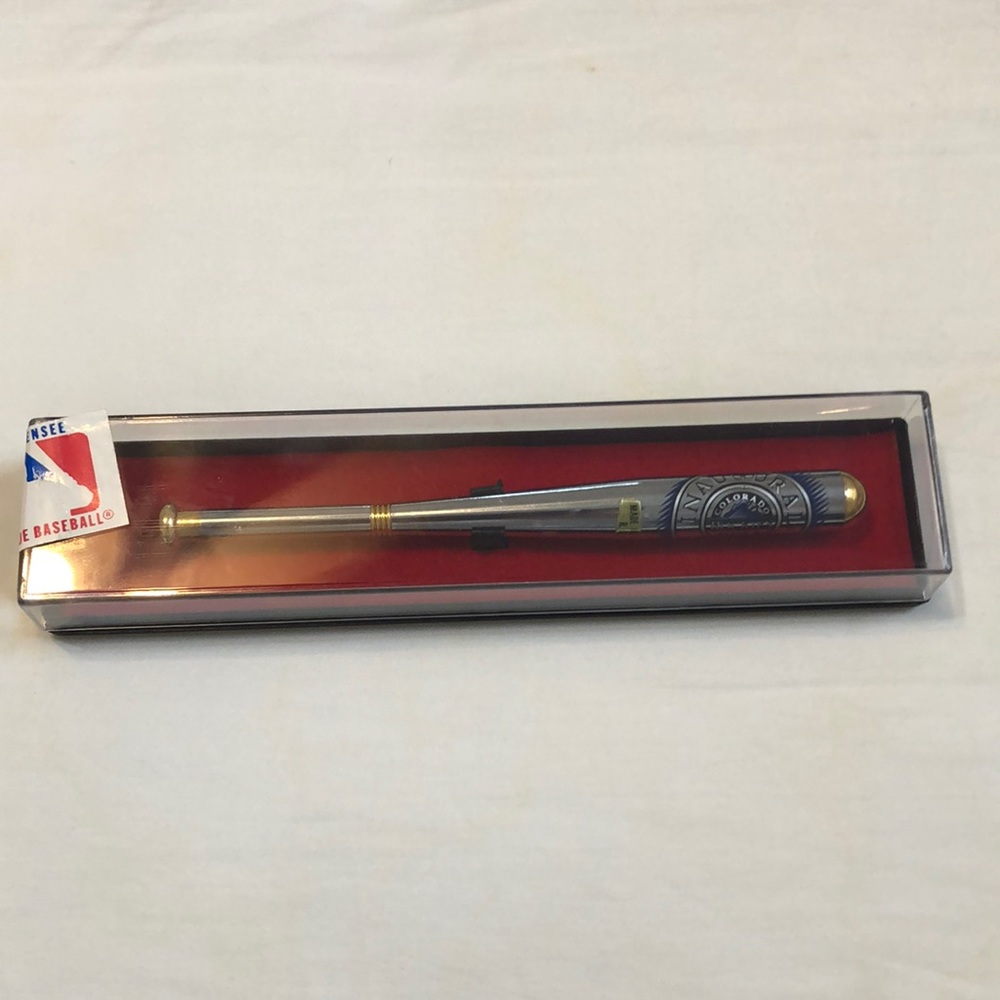 Colorado Rockies Inaugural Year Miniature Metal Bat Pen 1993. Collectible. New.